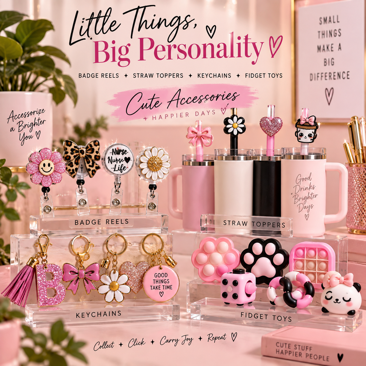 Keychains, Straw Toppers, Badge Reels and More