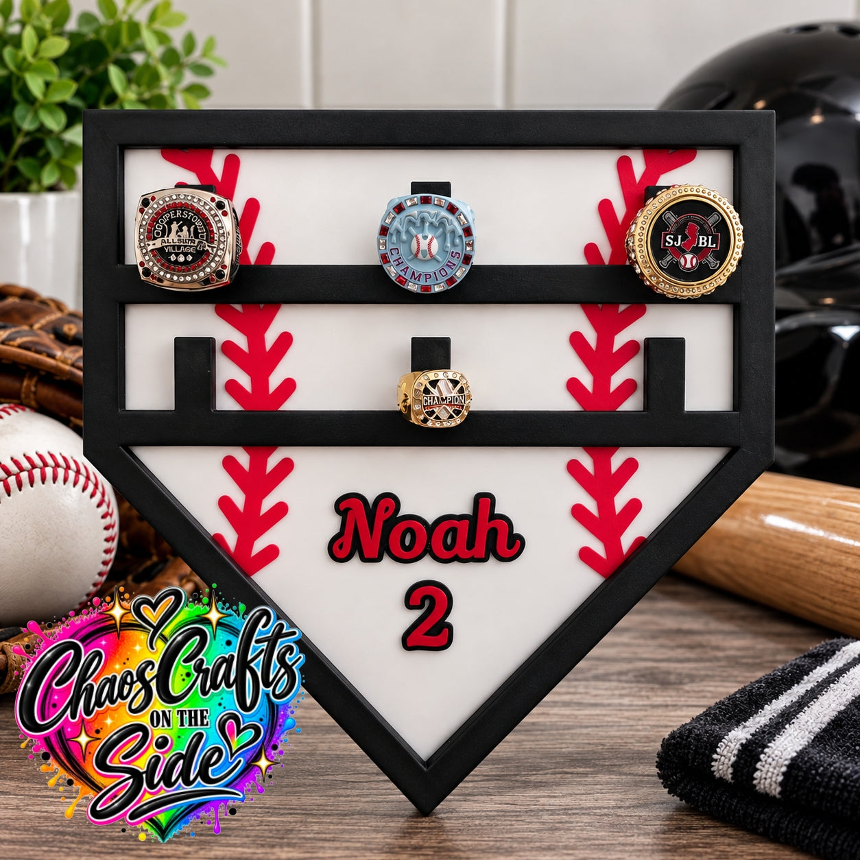 Personalized Baseball Championship Ring Display